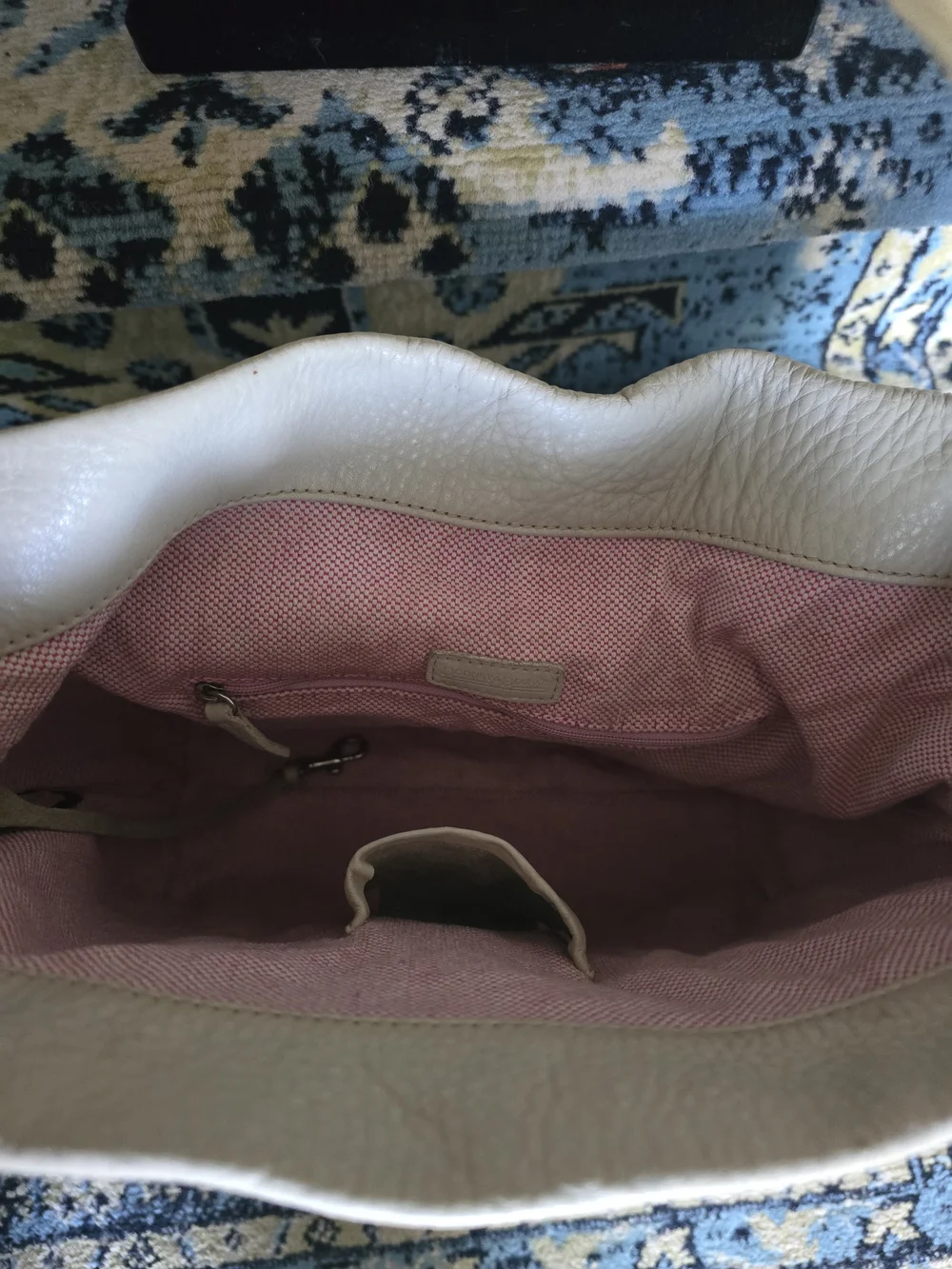 Dooney And Bourke Cream Leather Shoulder Bag with Silver Hardware